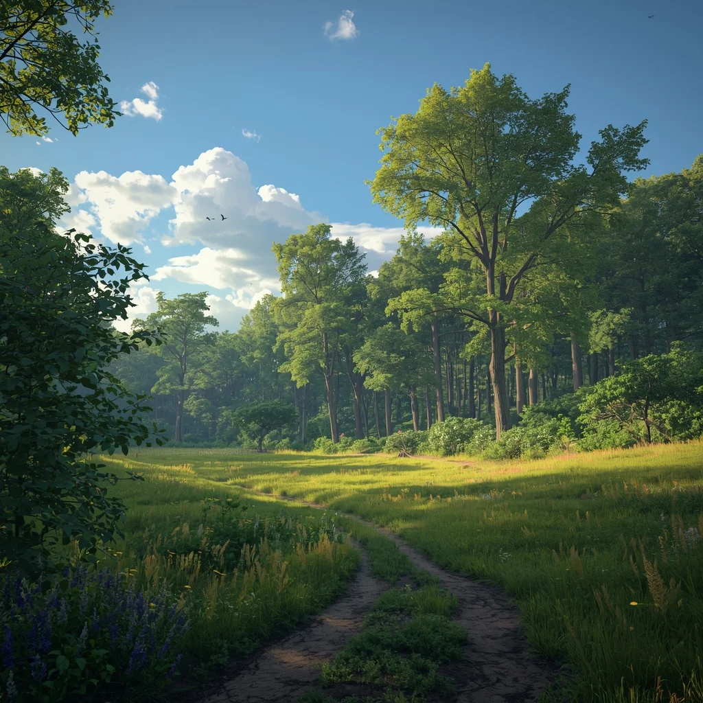 Forest dog park landscape
