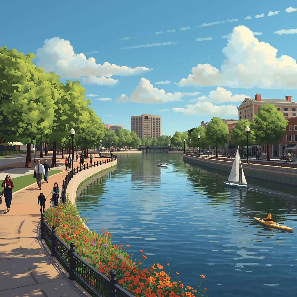 Riverside dog park landscape